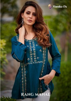 Vamika Nx present Rang mahal premium heavy reyon western tunic with embroidered neck catalogue at wholesale price Vamika nx