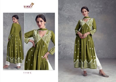 Vamika by Aadhira vol 8 pure embroidered nyra cut kurti bottom and dupatta catalogue  readymade suit catalogs