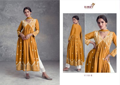 Vamika by Aadhira vol 8 pure embroidered nyra cut kurti bottom and dupatta catalogue  readymade suit catalogs