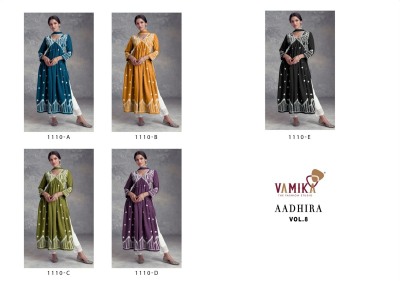 Vamika by Aadhira vol 8 pure embroidered nyra cut kurti bottom and dupatta catalogue  readymade suit catalogs