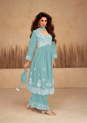 Vamika by Lakhnavi vol 7 heavy reyon exclusive embroidered kurti with plazzo and dupatta catalogue readymade suit catalogs