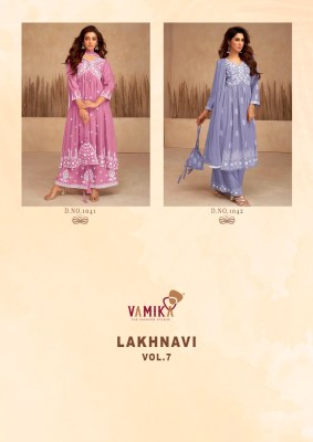 Vamika by Lakhnavi vol 7 heavy reyon exclusive embroidered kurti with plazzo and dupatta catalogue readymade suit catalogs