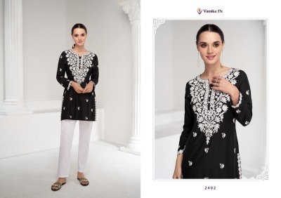 Vamika nx by ruhana ethnic style embroidered short kurti catalogue at affordable rate western wear catalogs