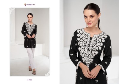 Vamika nx by ruhana ethnic style embroidered short kurti catalogue at affordable rate western wear catalogs