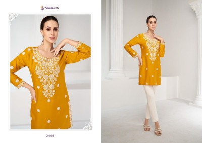 Vamika nx by ruhana ethnic style embroidered short kurti catalogue at affordable rate western wear catalogs