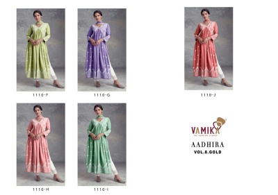 Vamika present Aadhira vol 8 gold designer nyra style embroidered top bottom and dupatta catalogue readymade suit catalogs