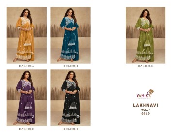 Vamika present Lakhanavi vol 7 Gold exclusive super hit heavy reyon readymade suit catalogue at low rate on amaviexpo salwar kameez catalogs