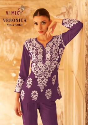 Vamika present Veronica Vol 2 Gold presenting exclusive heavy reyon co ord set catalogue at wholesale price Vamika nx