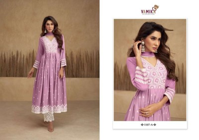 Vamika presents Aadhira vol 5 d n 1107a to 1107e  Designer Embroidered nayra collection dress wholesaler  kurtis catalogs