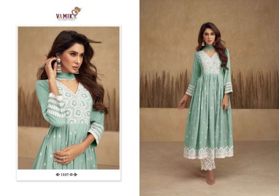 Vamika presents Aadhira vol 5 d n 1107a to 1107e  Designer Embroidered nayra collection dress wholesaler  kurtis catalogs