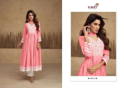 Vamika presents Aadhira vol 5 d n 1107a to 1107e  Designer Embroidered nayra collection dress wholesaler  kurtis catalogs