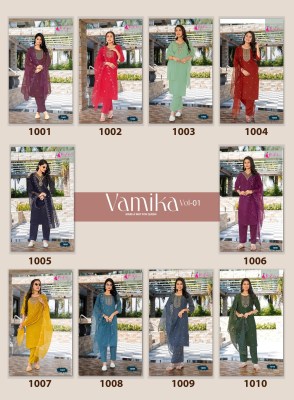 Vamika vol 1 by Kashida Heavy Roman Shimmer top bottom with dupatta collection at affordable rate readymade suit catalogs