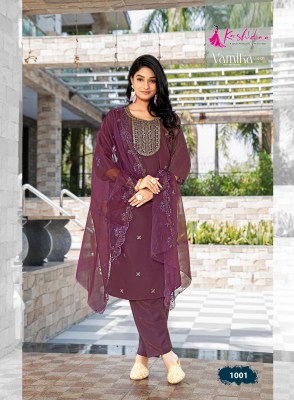Vamika vol 1 by Kashida Heavy Roman Shimmer top bottom with dupatta collection at affordable rate readymade suit catalogs