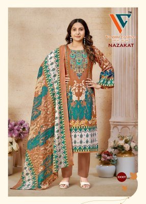 Vandana Creation Nazakat Vol 10 Unstitched Cotton Suit Set Top  Bottom And Dupatta Wholesale dress material catalogs
