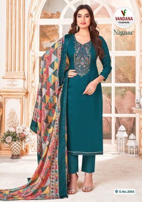 Vandana fashion launch Nigaar  vol 2 fancy Pure Reyon Slub With Embroidered unstitched salwar kameez catalog at affordable rate salwar kameez catalogs