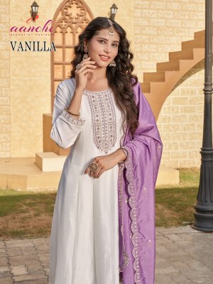 Vanilla by Aanchi Vichitra silk 3piece set flair Concept readymade suit catalogue at low rate readymade suit catalogs