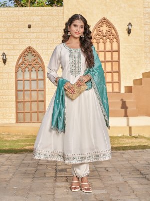 Vanilla by Aanchi Vichitra silk 3piece set flair Concept readymade suit catalogue at low rate readymade suit catalogs