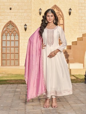 Vanilla by Aanchi Vichitra silk 3piece set flair Concept readymade suit catalogue at low rate readymade suit catalogs