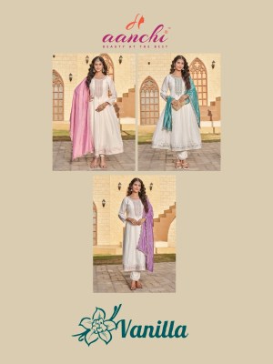 Vanilla by Aanchi Vichitra silk 3piece set flair Concept readymade suit catalogue at low rate readymade suit catalogs