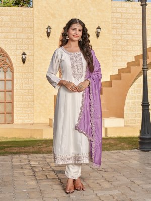 Vanilla by Aanchi Vichitra silk 3piece set flair Concept readymade suit catalogue at low rate readymade suit catalogs