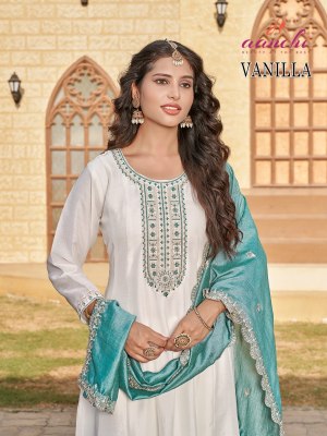 Vanilla by Aanchi Vichitra silk 3piece set flair Concept readymade suit catalogue at low rate readymade suit catalogs