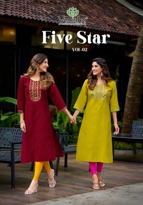 Vaniska Five Star Vol 2 Vatican Silk Kurti Heavy Embroidery Designer Kurtis Set Wholesale wholesale catalogs