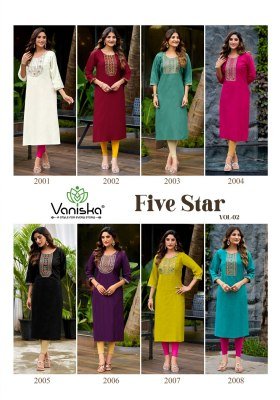 Vaniska Five Star Vol 2 Vatican Silk Kurti Heavy Embroidery Designer Kurtis Set Wholesale kurtis catalogs