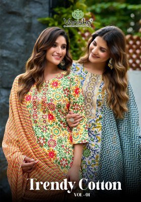 Vaniska Trendy Vol 1 Pure Cotton Kurti Set with Heavy Embroidery Wholesale wholesale catalogs