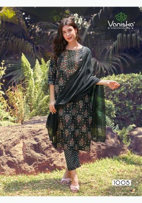 Vaniska by sunrise vol 1 capsual foil printed straight kurti pant and dupatta catalogue at affordable rate readymade suit catalogs