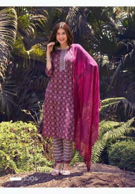 Vaniska by sunrise vol 1 capsual foil printed straight kurti pant and dupatta catalogue at affordable rate readymade suit catalogs