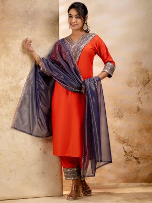 Varmala presented Heavy Chinon Embroidered readymade suit with low rate readymade suit catalogs