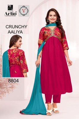 Veda by Crunchy Alia modal printed with fancy flared kurti pant and dupatta catalogue at affordable rate  readymade suit catalogs