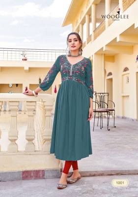 Vedam by Wooglee Heavy reyon fabric with embroidered kurti collection kurtis catalogs