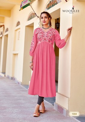 Vedam by Wooglee Heavy reyon fabric with embroidered kurti collection kurtis catalogs