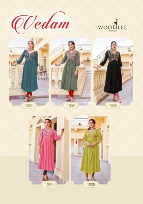 Vedam by Wooglee Heavy reyon fabric with embroidered kurti collection kurtis catalogs