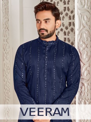 Veeram Exclusive Raw silk Embroidered sequence work kurta catalogue at affordable rate mens kurta