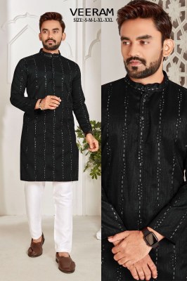 Veeram Exclusive Raw silk Embroidered sequence work kurta catalogue at affordable rate mens kurta