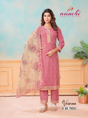 Vernaa by Aanchi present roman embroidered fancy readymade suit catalogue at affordable rate Aanchi 