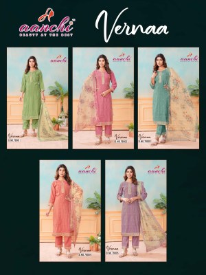 Vernaa by Aanchi present roman embroidered fancy readymade suit catalogue at affordable rate readymade suit catalogs