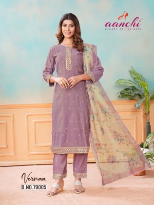 Vernaa by Aanchi present roman embroidered fancy readymade suit catalogue at affordable rate readymade suit catalogs