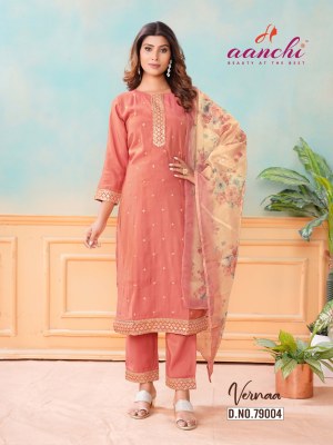 Vernaa by Aanchi present roman embroidered fancy readymade suit catalogue at affordable rate readymade suit catalogs