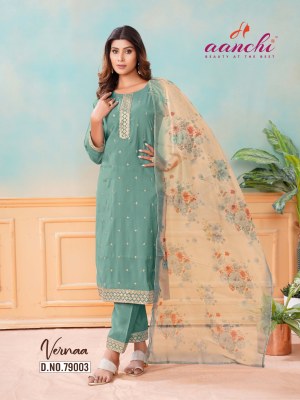 Vernaa by Aanchi present roman embroidered fancy readymade suit catalogue at affordable rate readymade suit catalogs