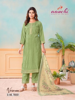 Vernaa by Aanchi present roman embroidered fancy readymade suit catalogue at affordable rate readymade suit catalogs