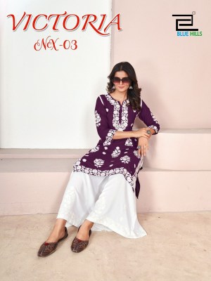 Victoria by Blue hills Thread work designer kurti with palazzo catalogue kurtis catalogs