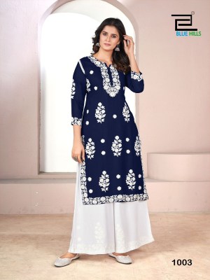 Victoria by Blue hills Thread work designer kurti with palazzo catalogue kurtis catalogs