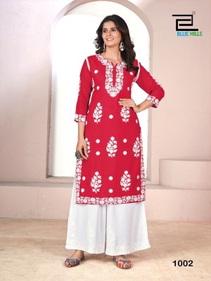 Victoria by Blue hills Thread work designer kurti with palazzo catalogue kurtis catalogs