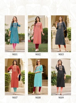 Victoria vol 9 by Diya trendz classy reyon foil printed kurti pant and dupatta catalogue at affordable rate readymade suit catalogs