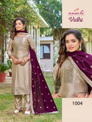 Vidhi by Aanchi Vichitra Silk Fancy Designer readymade suit catalogue at low rate readymade suit catalogs