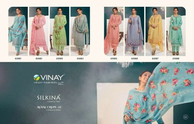 Vinay Fashion Silkina Royal Crepe vol 40 Embroidered Dress Materials catalogue wholesale price   salwar kameez catalogs