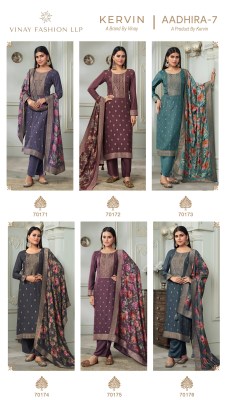 Vinay Kervin Aadhira Vol 7  Design No 70171 to 70176 Series Viscous Pashmina Unstitched Winter Collection Suits  salwar kameez catalogs